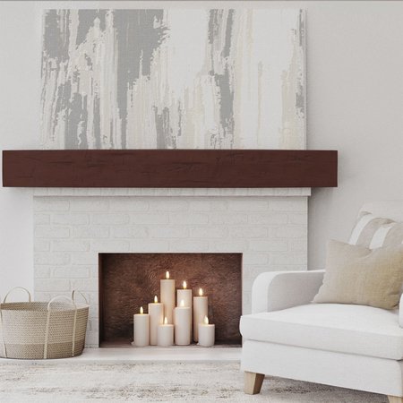 Ekena Millwork Hand Hewn Faux Wood Fireplace Mantel, NaturaL x 10"D x 36"W MANUHH06X10X36NR